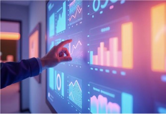 Dedo tocando dashboard representando la estrategia de IA